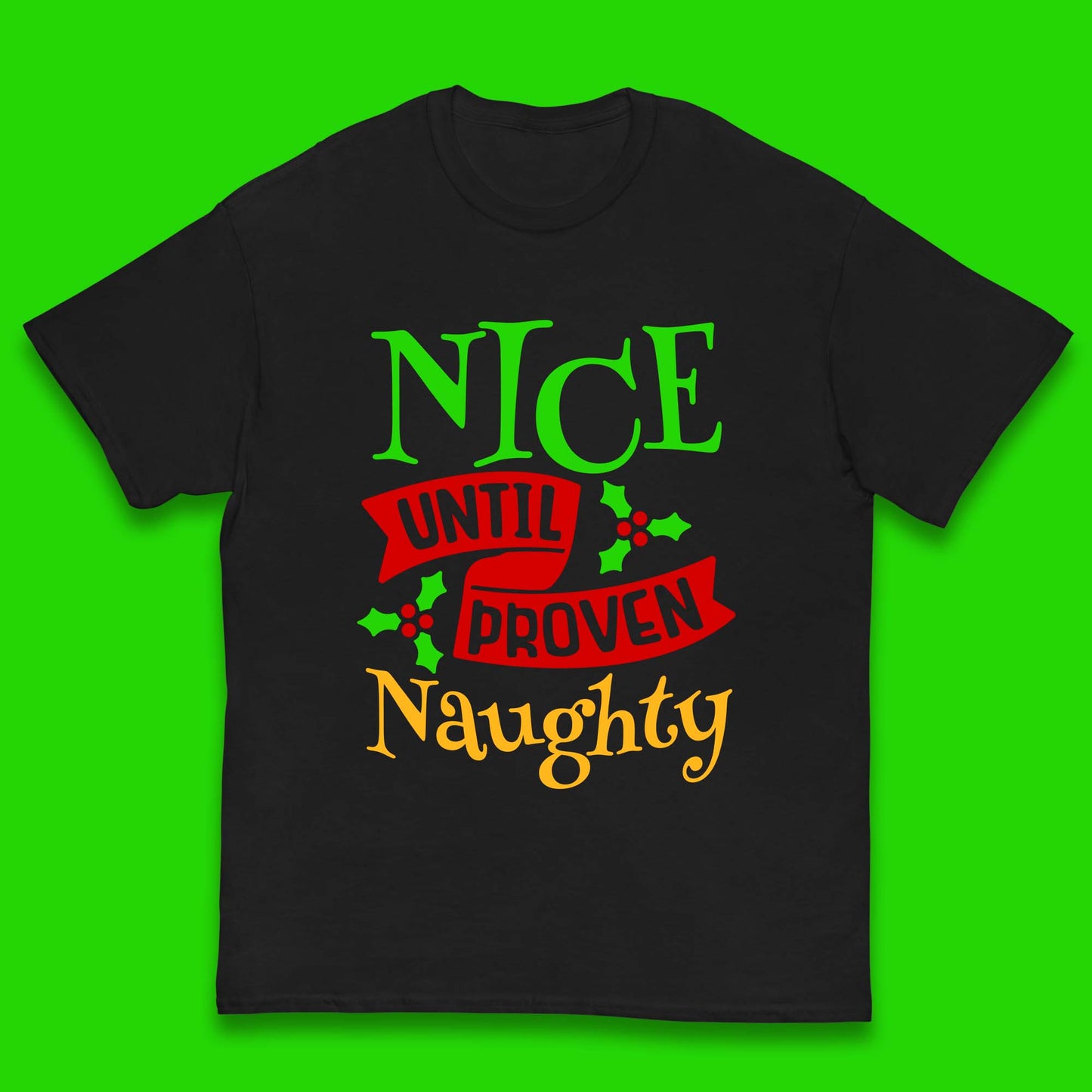 christmas nice until proven naughty t shirt