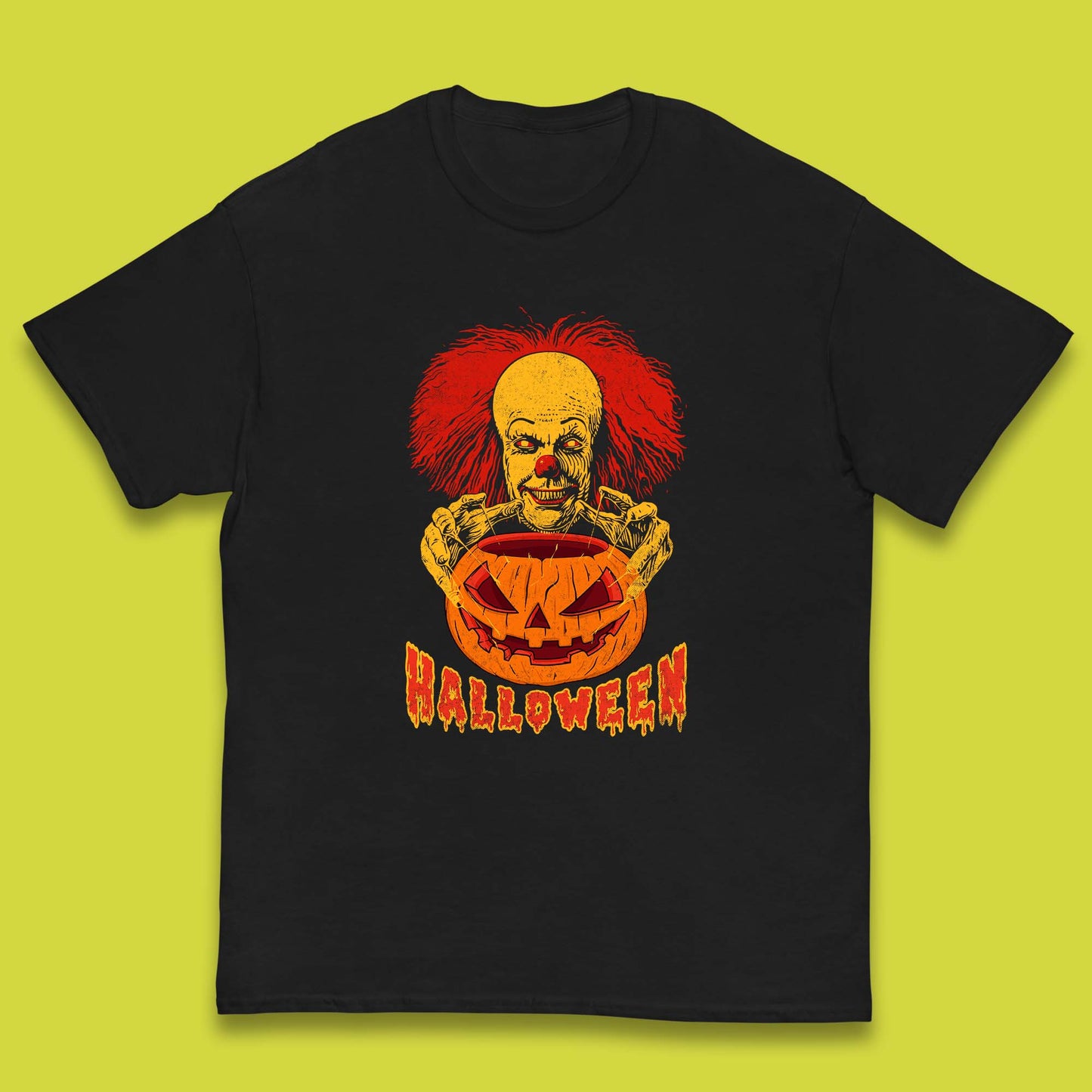 Pennywise Clown Hands Halloween Pumpkin IT Pennywise Clown Horror Movie Fictional Character Kids T Shirt