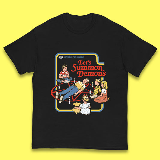 Let's Summon Demons Creepy Incantation Halloween Comic Funny Dark Humor Kids T Shirt