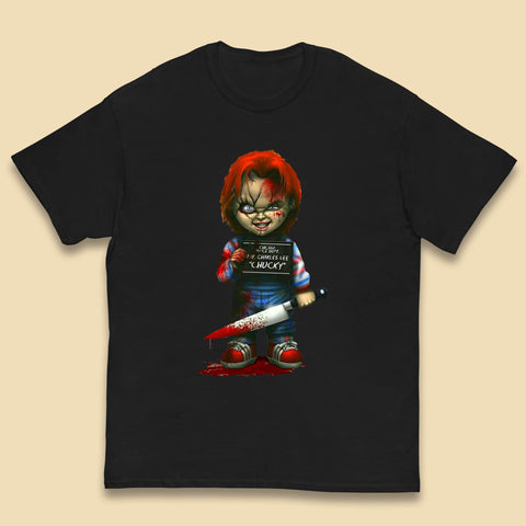 Chucky Mug Shot Chicago Police Dept Ray Charles Lee Chucky Halloween Horror Movie Kids T Shirt