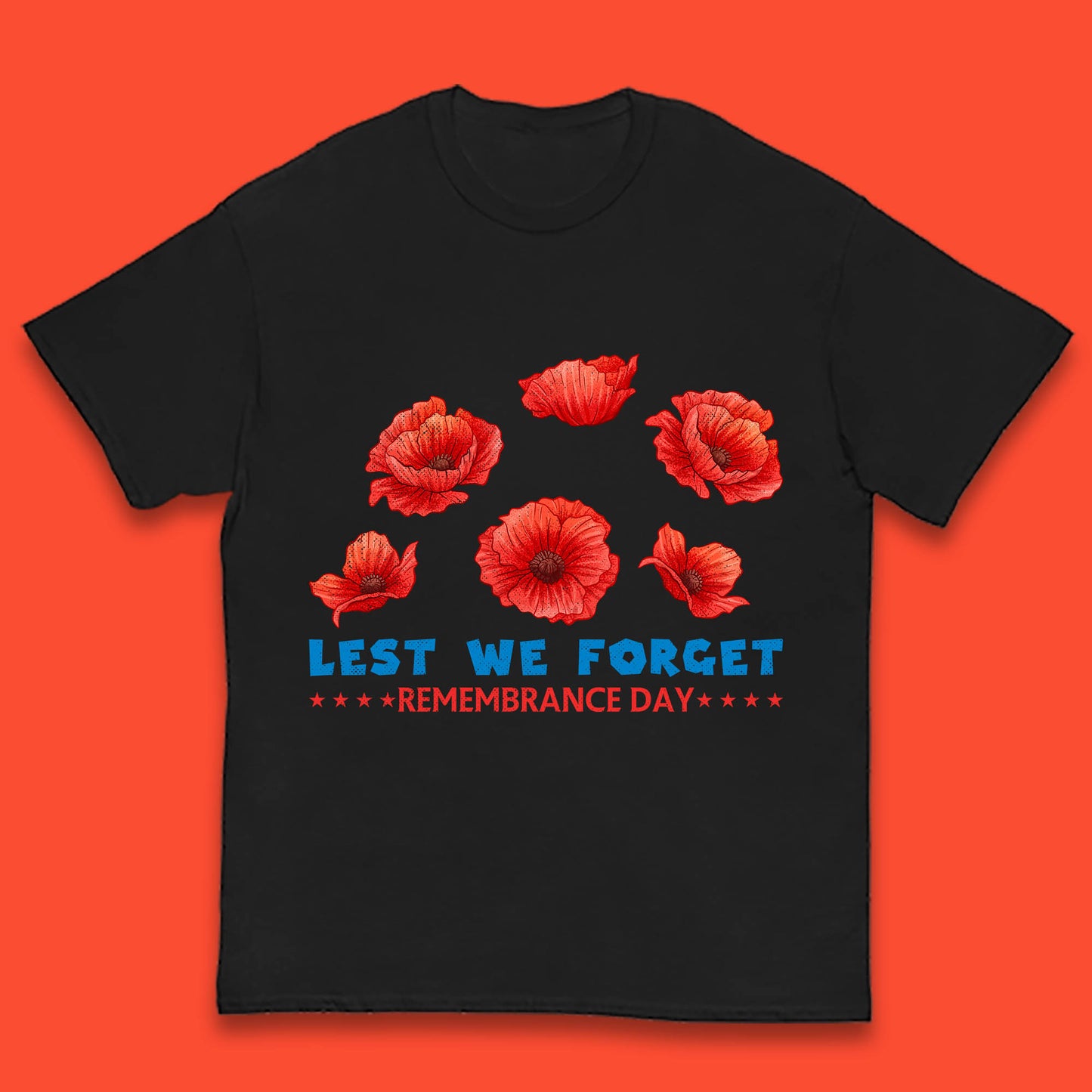 Lest We Forget Remembrance Day Poppy Flowers British Armed Forces Day Kids T Shirt