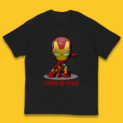 I Come In Peace Marvel Avenger Movie Character Iron Man Superheros Ironman Costume Superheros Kids T Shirt