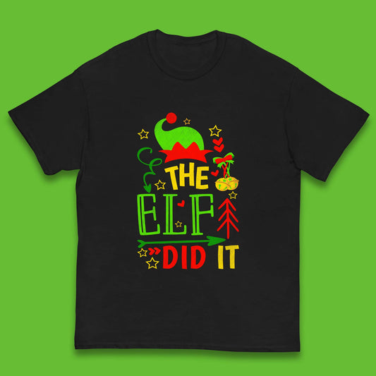 christmas the elf did it funny t shirt