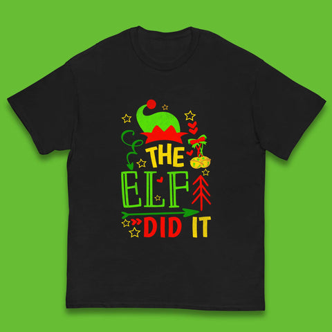 The Elf Did It Funny Christmas Elf Xmas Holiday Festive Kids T Shirt
