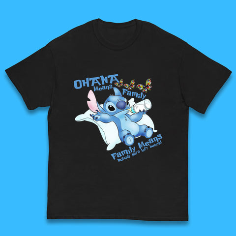Disney Ohana Means Family, Family Means Nobody Gets Left Behind Ohana Lilo & Stitich Stitch Drinking Milk Form Feeder Autism Awareness Kids T Shirt