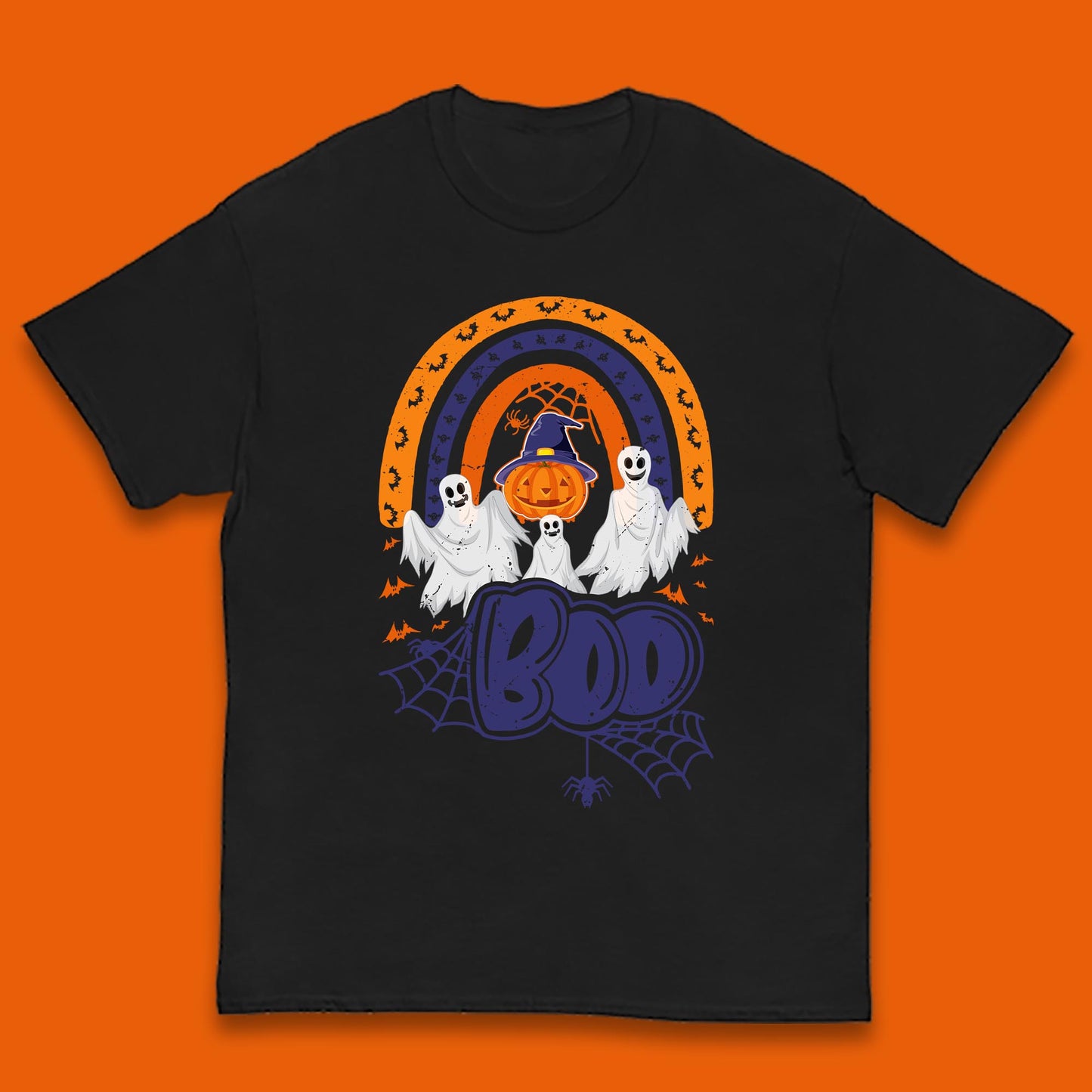 Halloween Boo Ghosts With Witch Pumpkin Scary Spooky Season Kids T Shirt