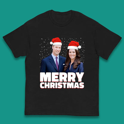 Prince William & Kate Merry Christmas Kids T-Shirt