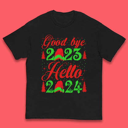 Good Bye 2023 Hello 2024 Merry Christmas Happy New Year Xmas Festive Celebration Kids T Shirt