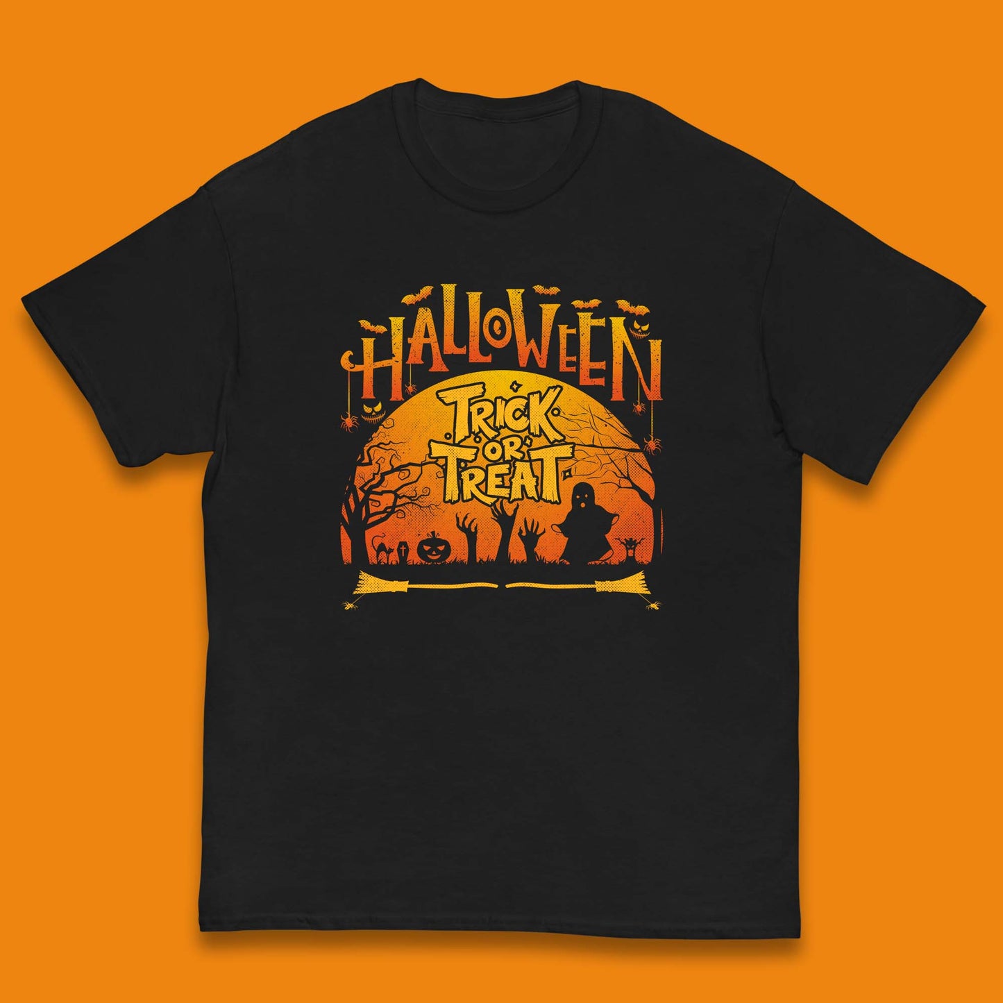 Halloween Trick Or Treat Horror Boo Ghost Creepy Zombie Hands Out Of Graveyard Kids T Shirt