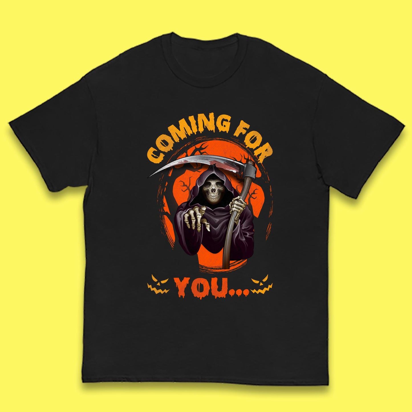 Coming For You Grim Reaper Halloween Skeleton With Scythe Halloween Ghost Kids T Shirt