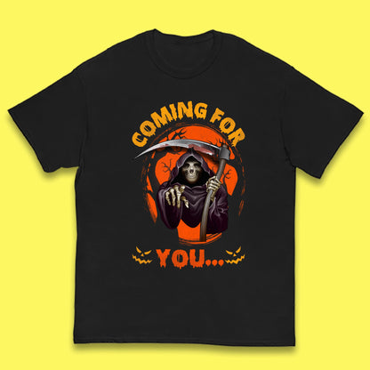 Coming For You Grim Reaper Halloween Skeleton With Scythe Halloween Ghost Kids T Shirt
