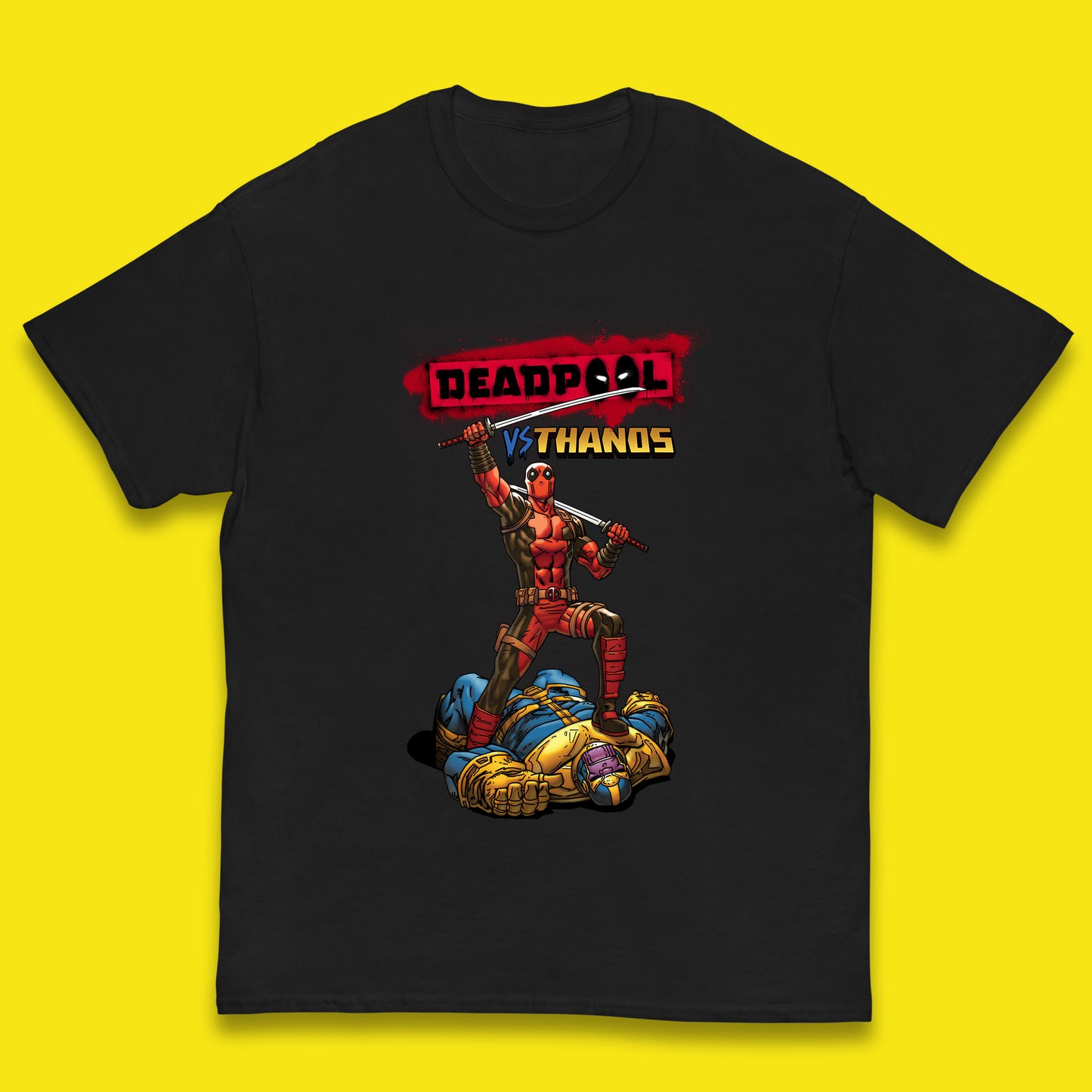 Marvel Comics Deadpool VS Thanos The Ultimate Face Off Comic Book Fictional Characters Kids T Shirt