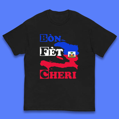 Bon Fet Cheri Haiti Map Kids T-Shirt