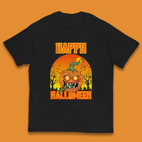 Happy Halloween Zombie Monster Pumpkin Jack-o-lantern Spooky Season Kids T Shirt
