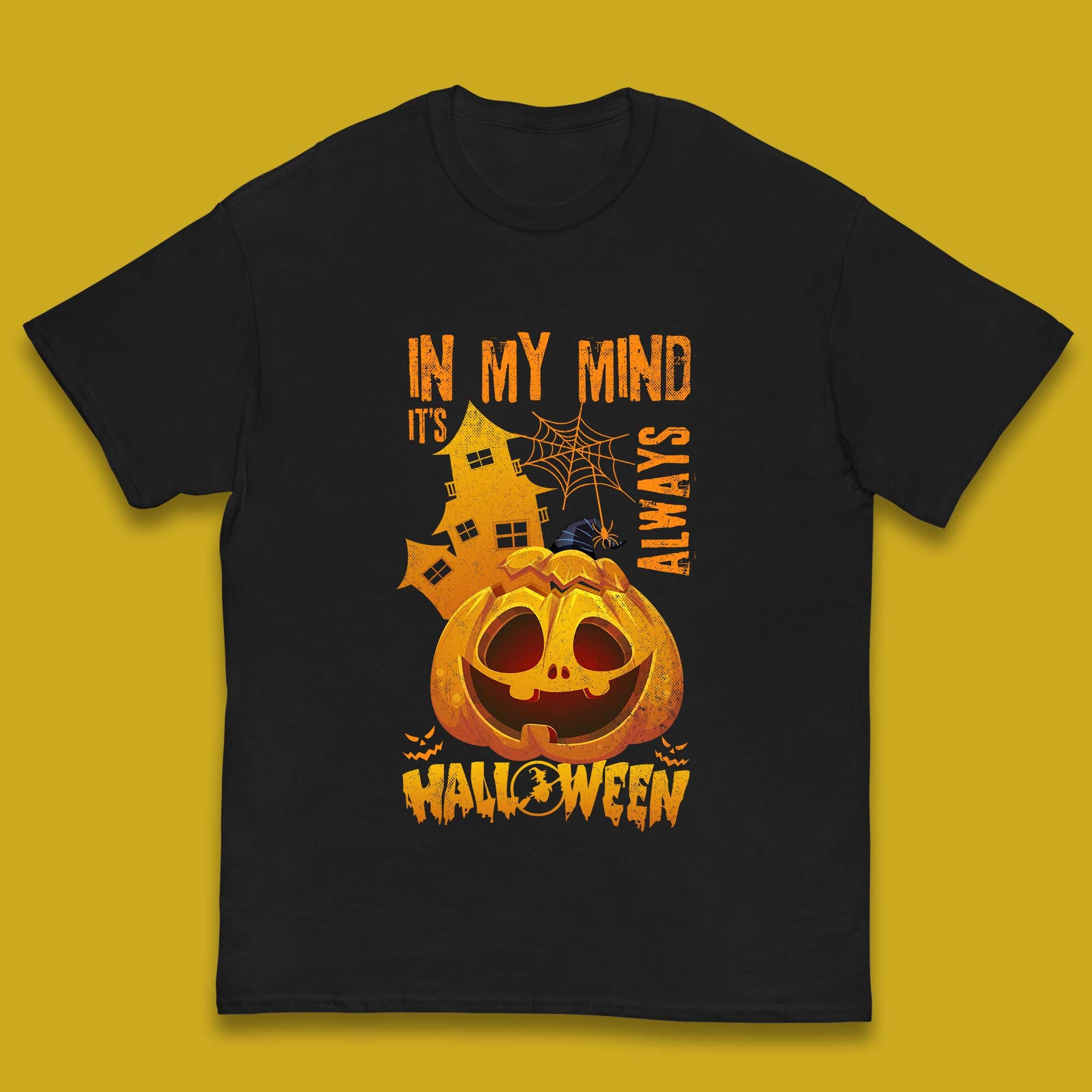 In My Mind It's Always Halloween Haunted House Horror Scary Monster Pumpkin Kids T Shirt
