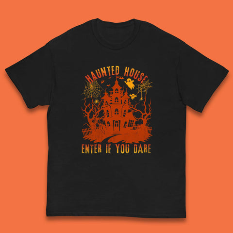 Haunted House Enter If You Dare Scary Halloween Nightmare House Spooky Season Halloween Party Kids T Shirt
