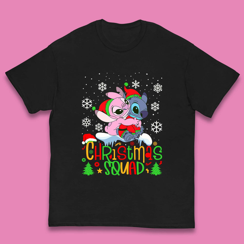 Christmas Squad Christmas Disney Stitch And Angel Christmas Xmas Lilo & Stitch Kids T Shirt