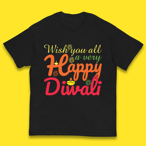 Wish You All A Very Happy Diwali Festival Of Lights Indian Diwali Holiday Celebration Kids T Shirt