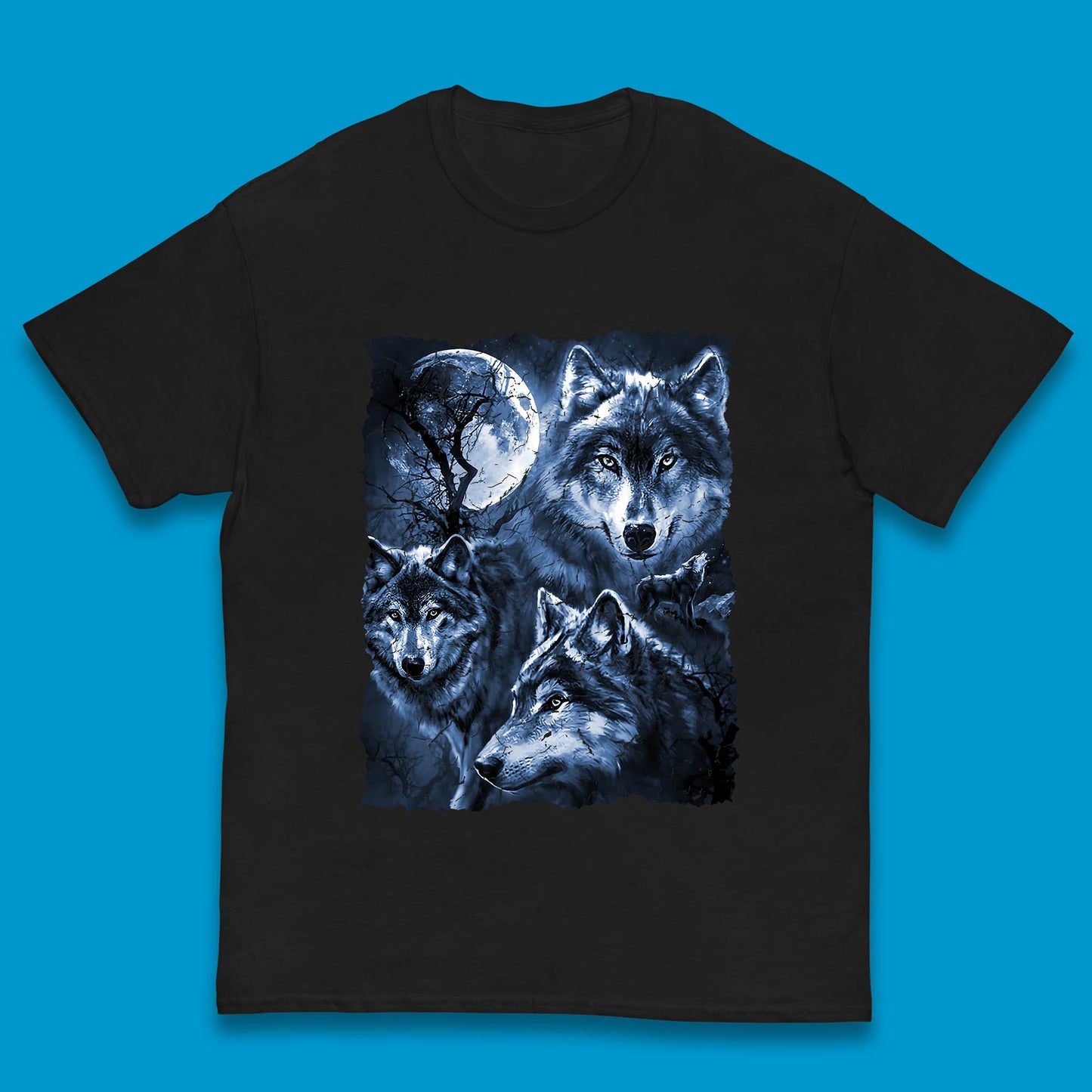 Wolf Family Howling 3 Wolf Moon Wild Free Wolves Three Gray Wolf Dog Animal The Mountain Kids T Shirt