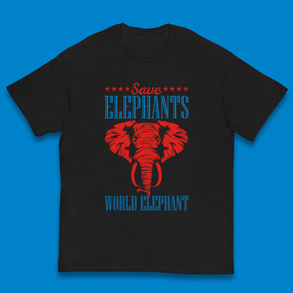 Save The Elephants World Elephant Day Zoo Animal Wildlife Kids T Shirt