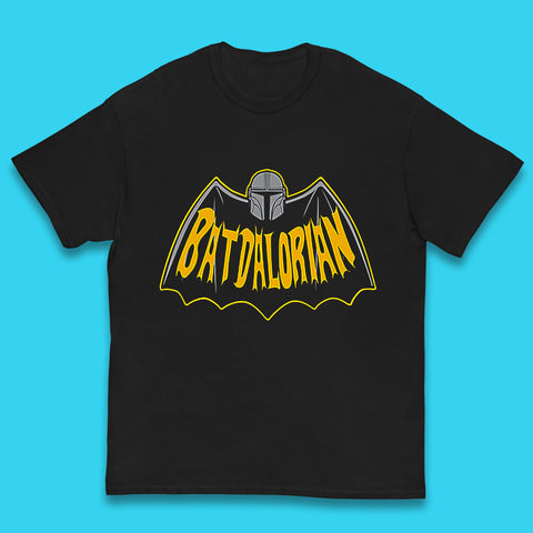 Batdalorian Star Wars The Mandalorian Or Mando X Batman Parody Fictional Characters Kids T Shirt