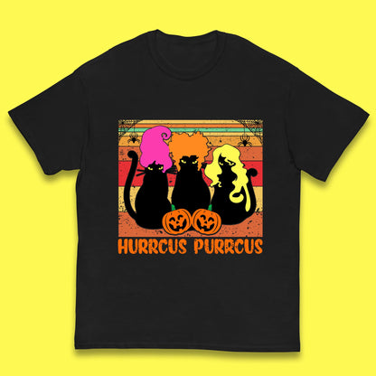 Vintage Halloween Witches Hurrcus Purrucs Scary Cat Horror Pumpkin Faces Hocus Pocus Halloween Costume Kids T Shirt