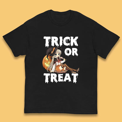 Trick Or Treat Halloween Witch Anime Horror Scary Pumpkin Halloween Costume Kids T Shirt
