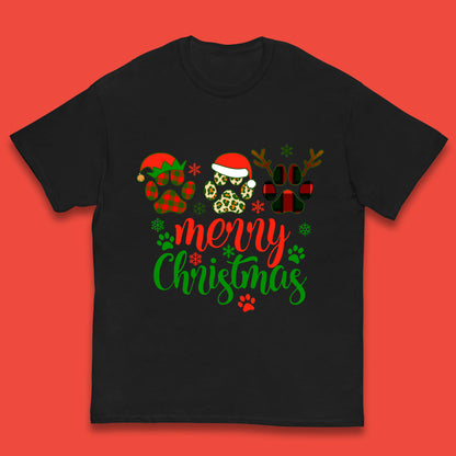 dog & cat paws christmas t shirt