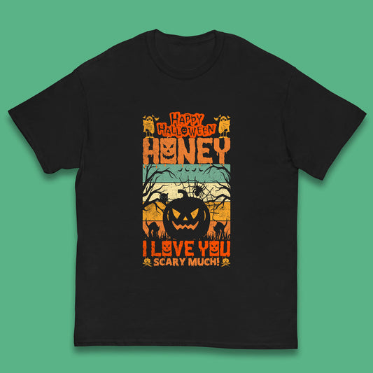 Happy Halloween Honey I Love You Scary Much Funny Halloween Scary Pumpkin Kids T Shirt