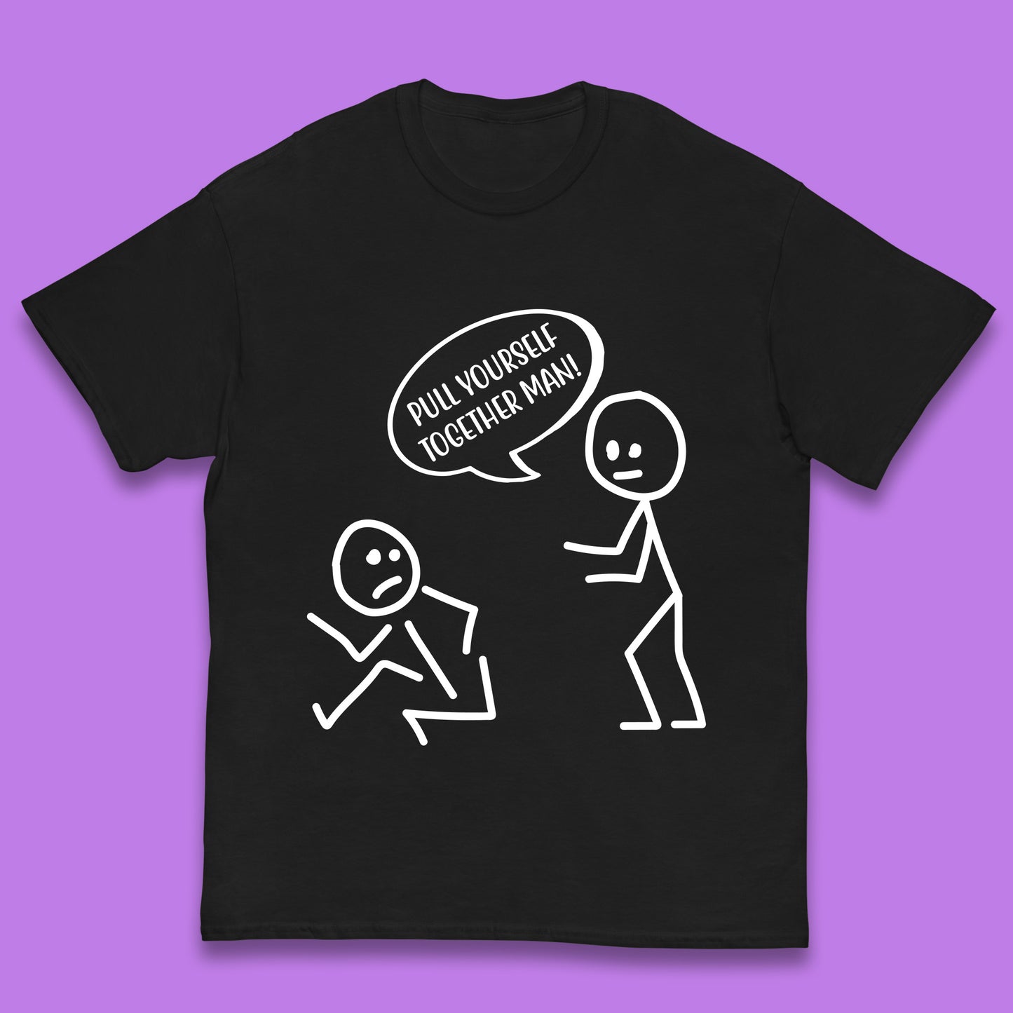 Pull Yourself Together Man! Novelty Sarcastic Funny Stick Figure Kids T Shirt