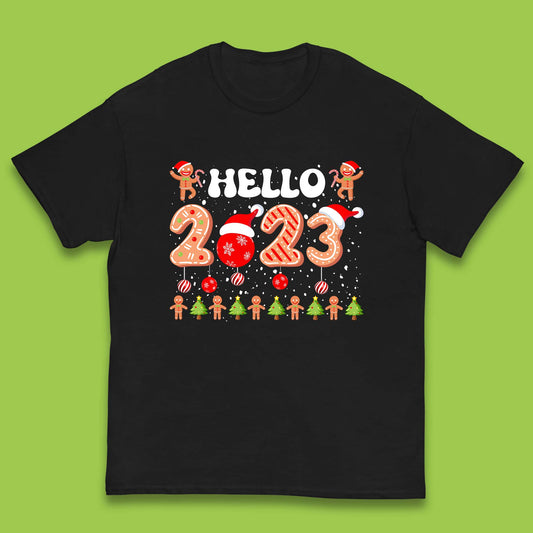 Hello 2023 Merry Christmas Gingerbread Xmas Cookies Kids T Shirt