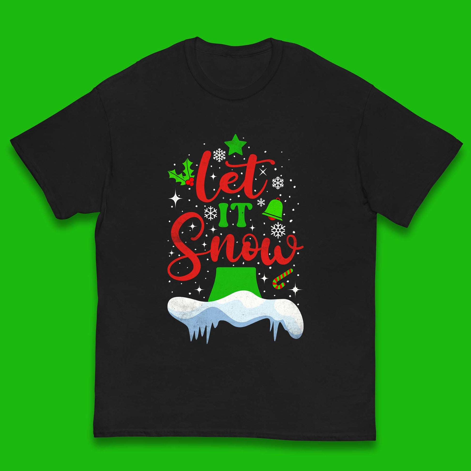 merry christmas let it snow snowflake t shirt