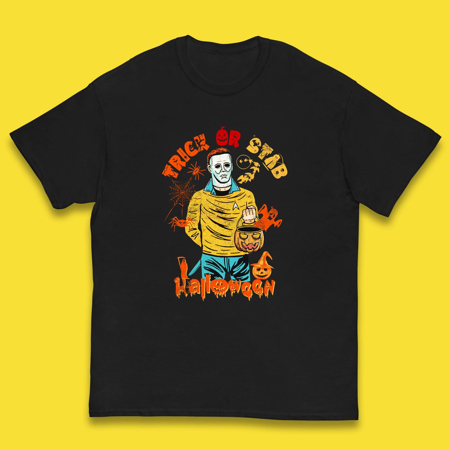 Trick Or Stab Halloween Michael Myers Stab Trek Trick Or Treat Kids T Shirt