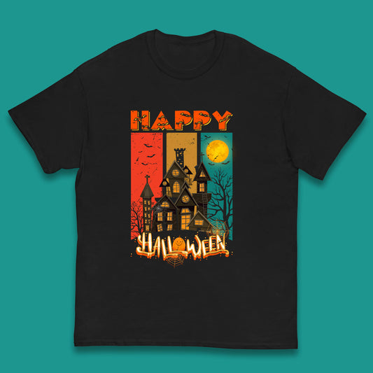 Happy Halloween Vintage Style Horror Scary Haunted House Kids T Shirt
