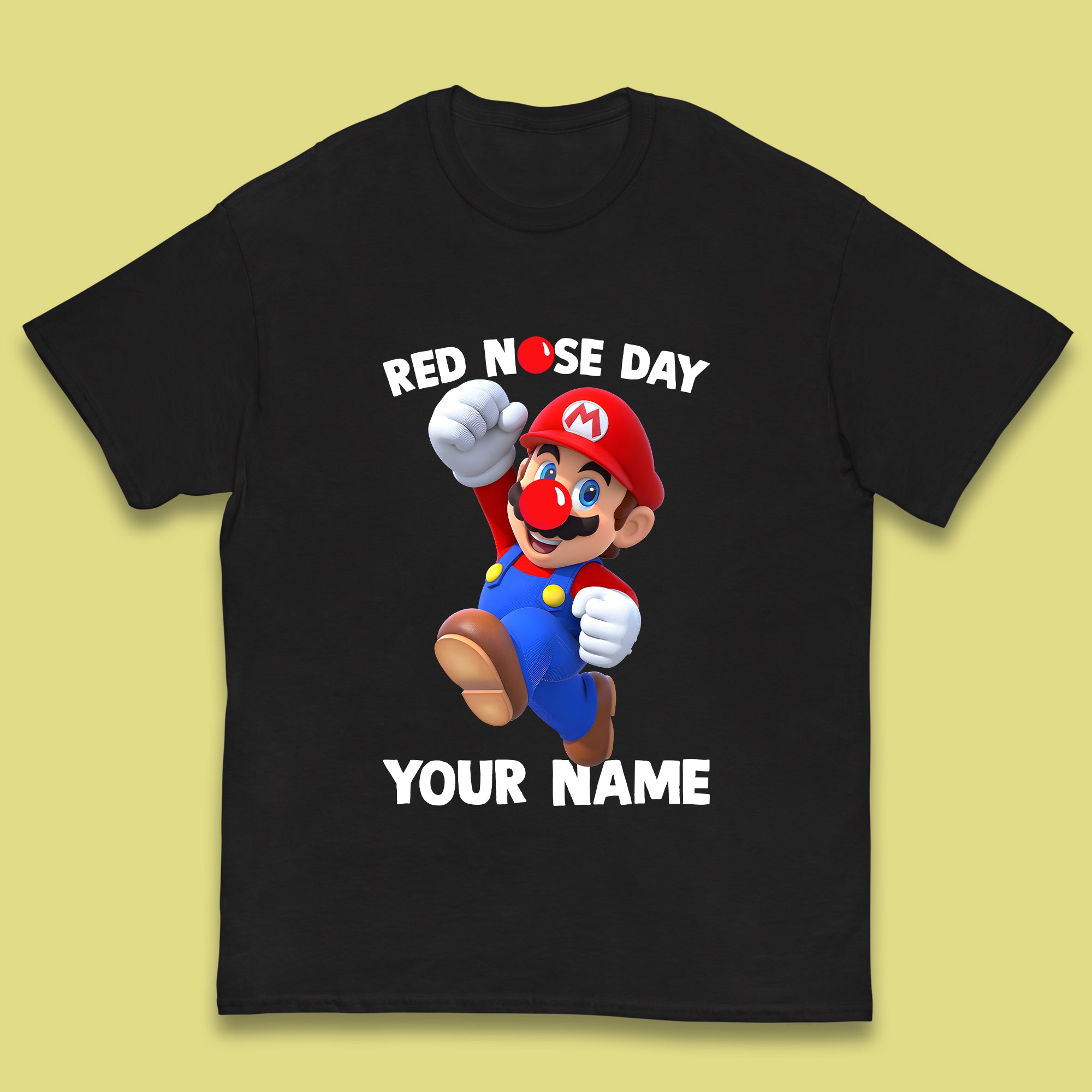 Personalised Super Mario Red Nose Day Kids T-Shirt