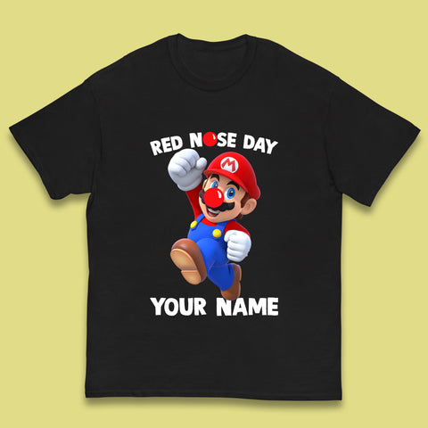 Personalised Super Mario Red Nose Day Kids T-Shirt