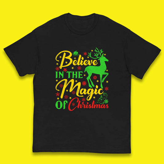 believe in the magic of christmas reindeer t shirt