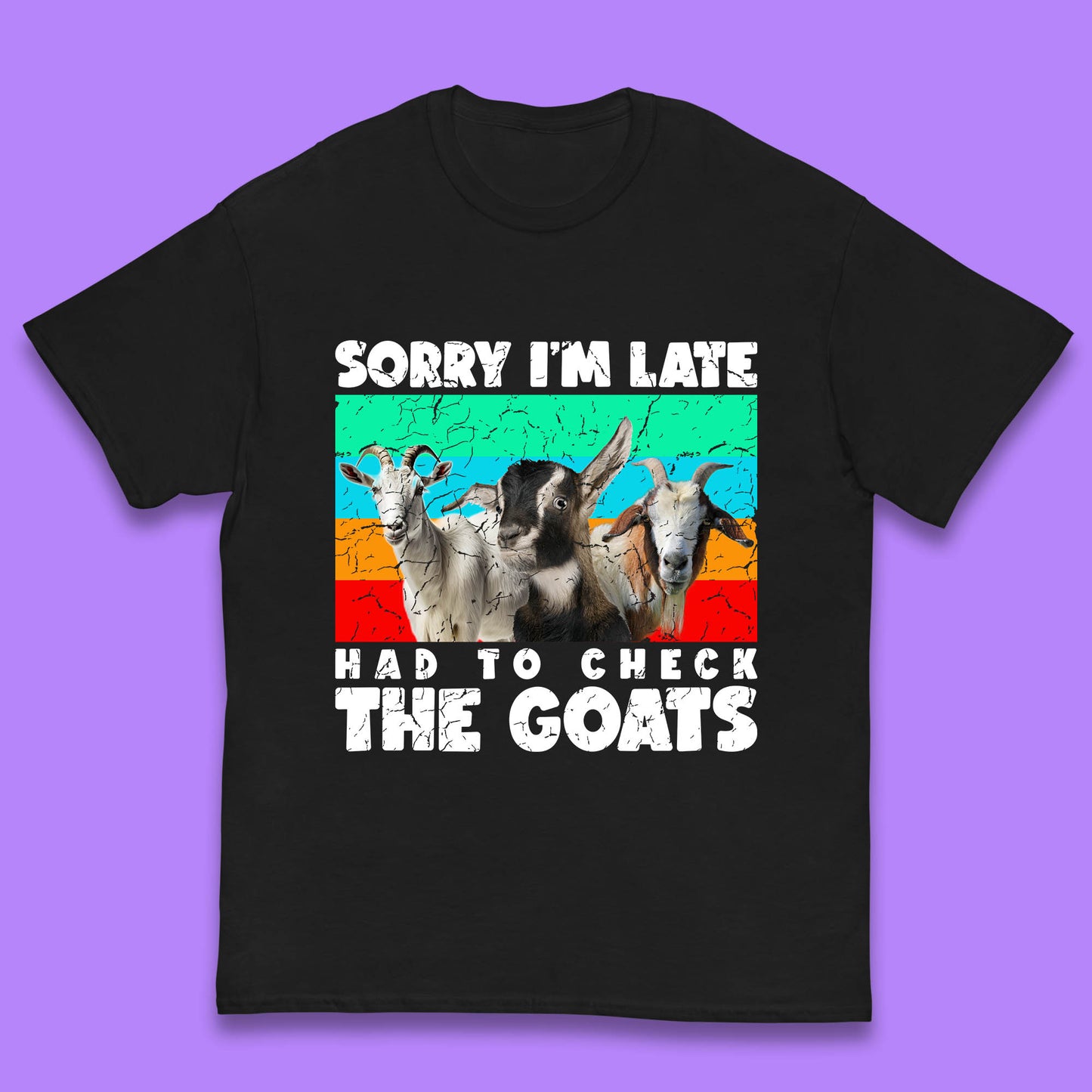 Sorry I'm Late Had To Check The Goats Vintage Goat Lover Farmer Kids T Shirt