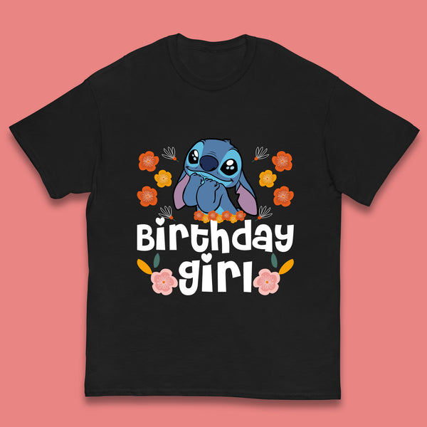 Birthday Girl Disney Stitch Cartoon Character Lilo & Stitch Birthday Party Ohana Stitch Lover Kids T Shirt
