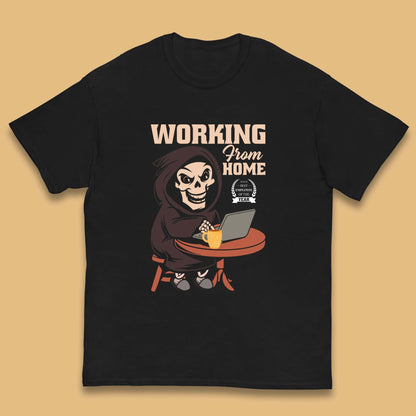 Working From Home Best Employee Of The Year Funny Death Halloween Kids T Shirt