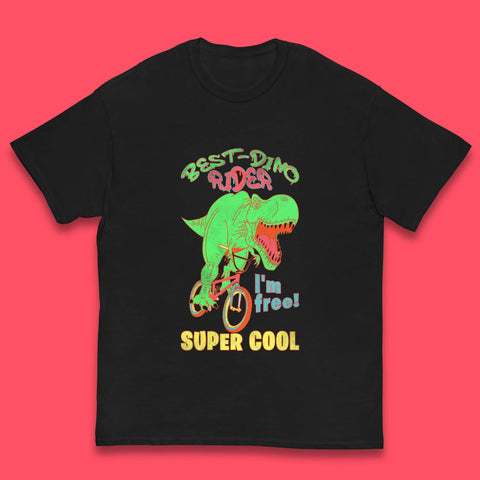 Dinosaur Riding Bicycle Kids T-Shirt