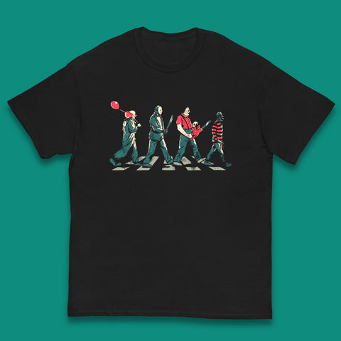Halloween Friends Horror Movie Characters The Beatles Walk Abbey Road Killer Squad Kids T Shirt