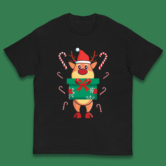 reindeer holding gift christmas t shirt