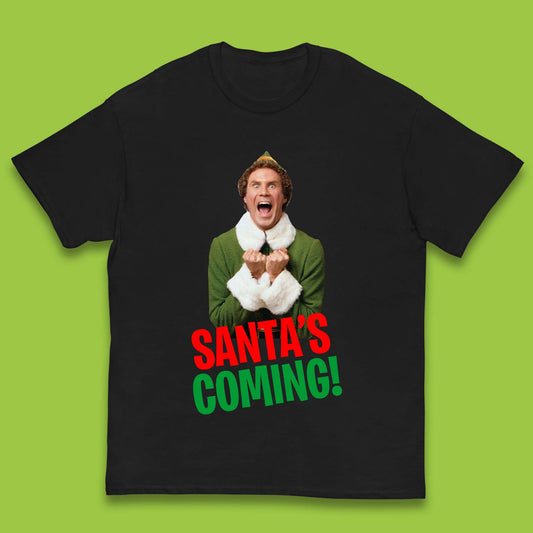 Elf Santa's Coming Christmas Kids T-Shirt
