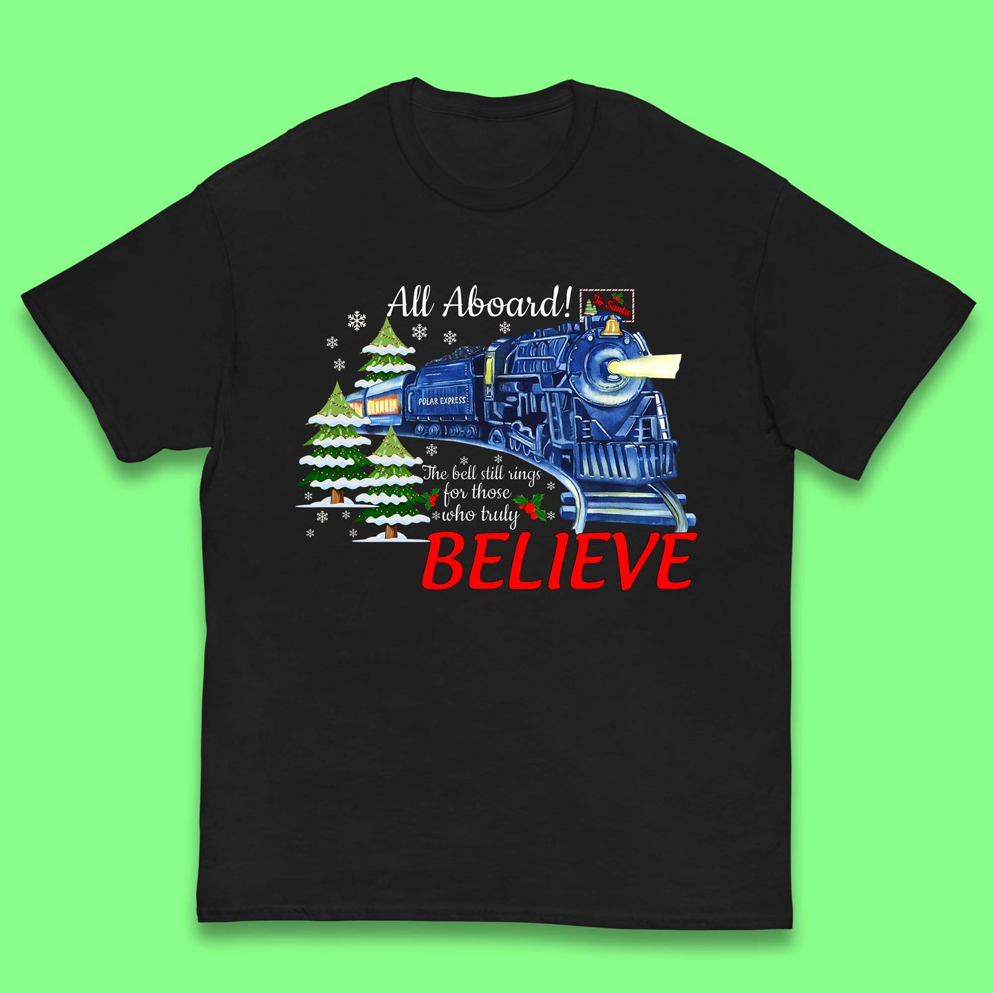 All Abroad Believe Christmas Train Kids T-Shirt