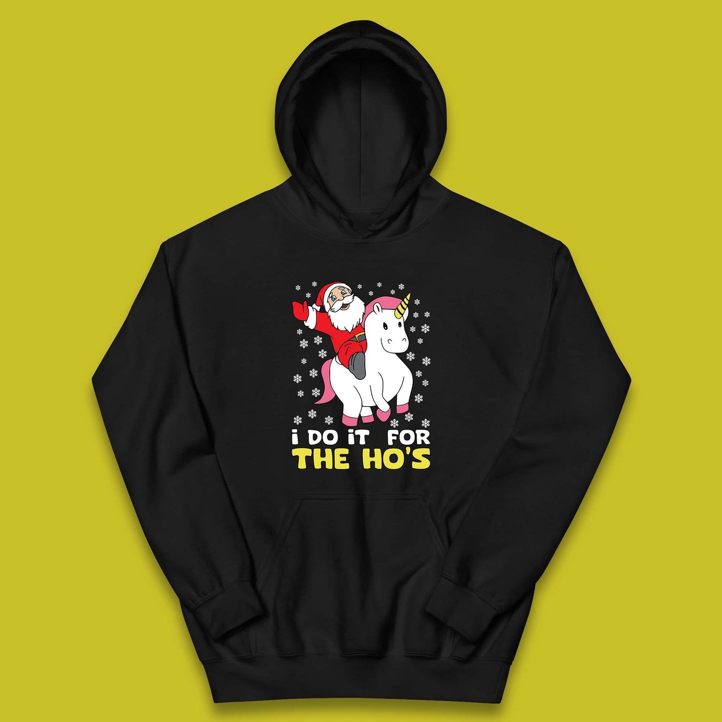santa riding unicorn kids hoodie