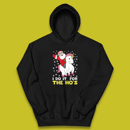 santa riding unicorn kids hoodie
