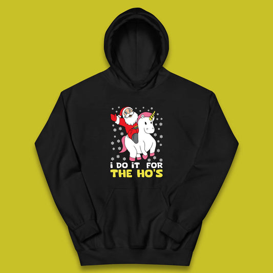 santa riding unicorn kids hoodie