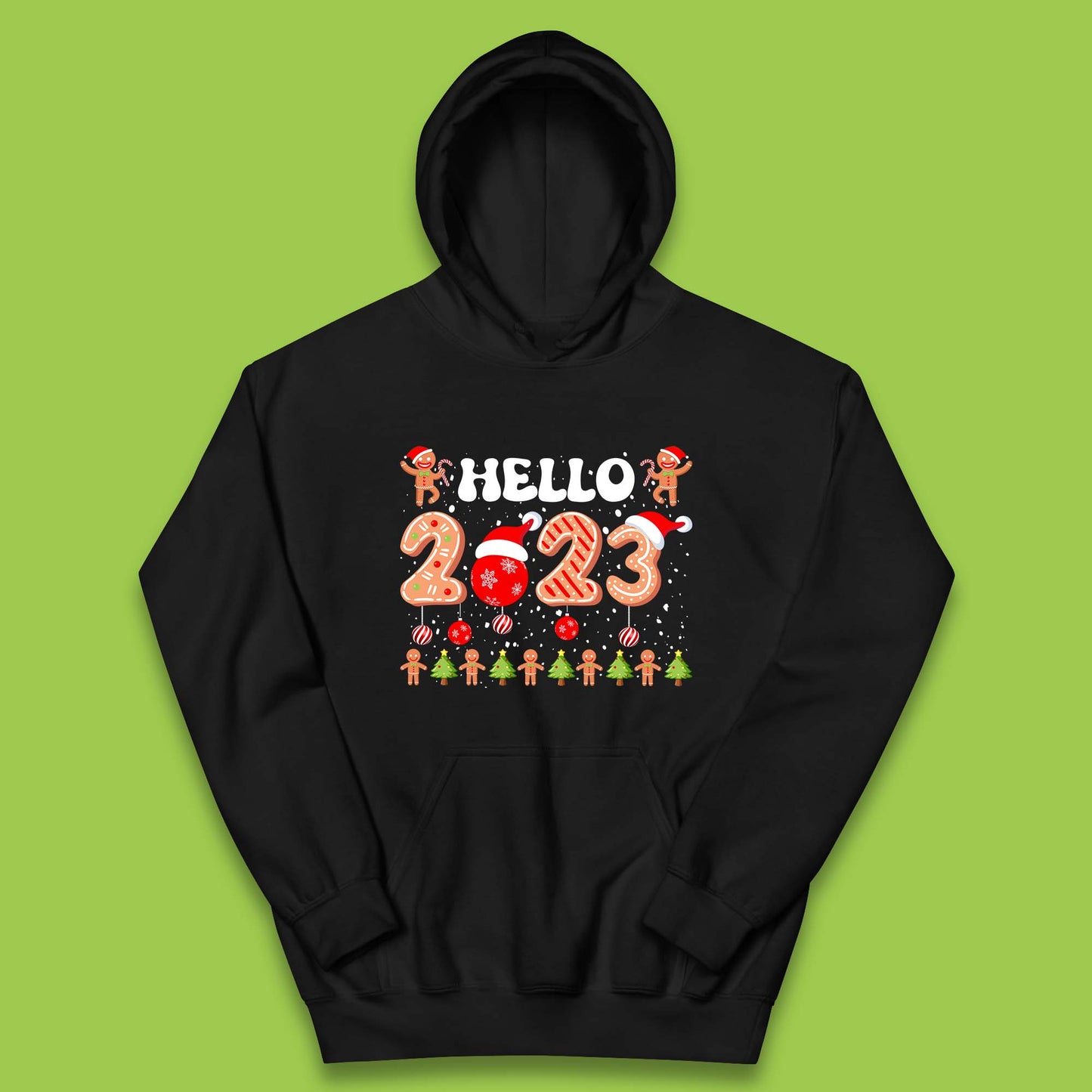 Hello 2023 Merry Christmas Gingerbread Xmas Cookies Kids Hoodie