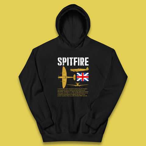 Supermarine Spitfire Royal Air Force British Army Uk Flag Spitfire WWII Remembrance Day Kids Hoodie
